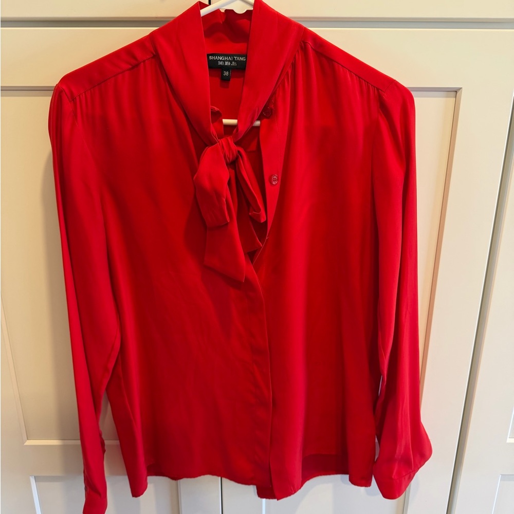Shanghai Tang China Red 100% silk blouse